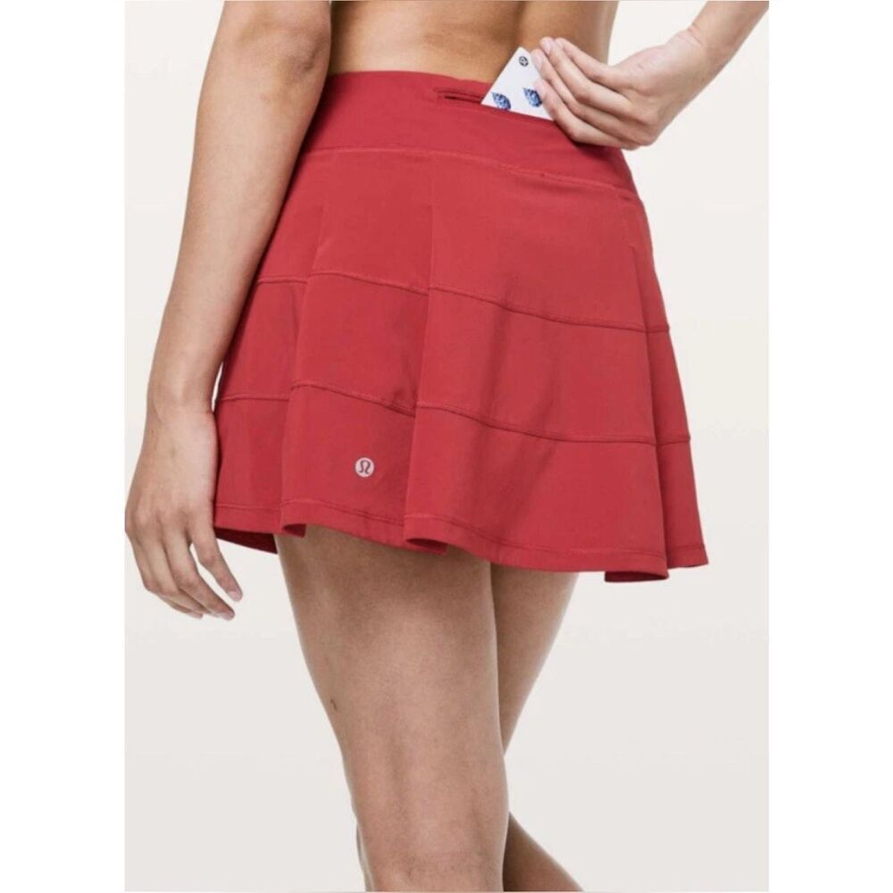 Lululemon Pace Rival Skirt Dark Red Logo “ BAMA” ~ Size 8 ~ Like New